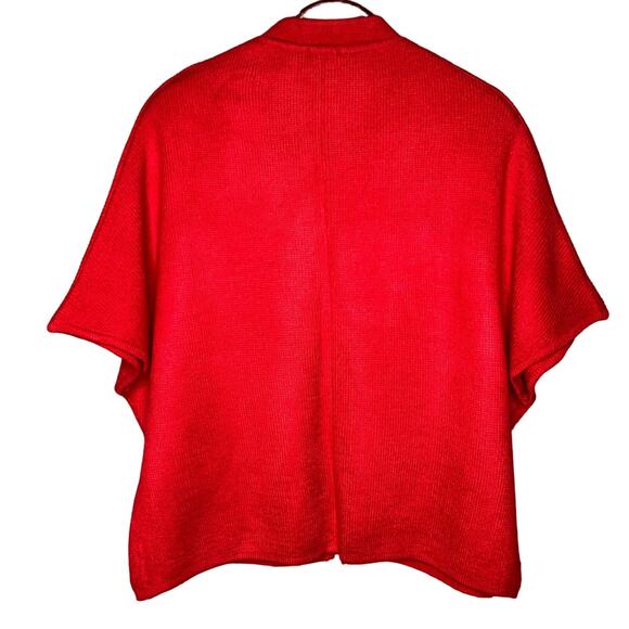 Vintage Tally Ho Size Extra Large Red Sweater Cape Pockets Short Sleeve - Picture 2 of 7